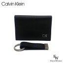 カルバンクライン 名刺入れ（メンズ） カルバンクライン カードケース Calvin Klein 名刺入れ キーリング 2点セット 小銭入れ付き 31CK330017 専用ボックス付き ブラック エクセルワールド ギフト プレゼントにも メンズ ブランド 名刺入れ おしゃれ かっこいい財布