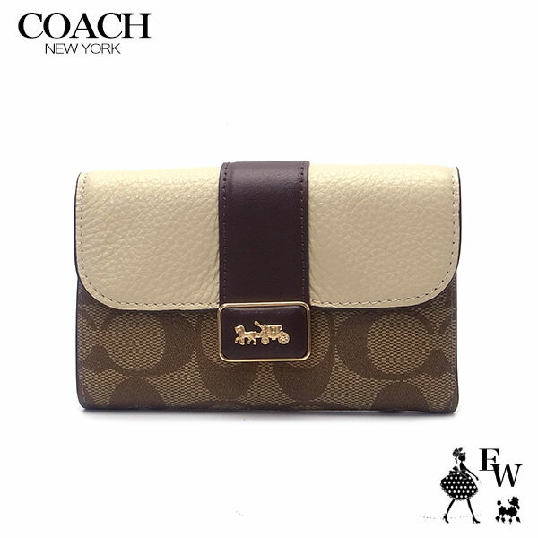 コーチ 財布 アウトレット COACH 三つ折り財布 ミディアム グレース ウォレット CC060 IMOTV ライトカーキ×チョーク あす楽 エクセルワールド ギフト プレゼントにも レディース ブランド おしゃれ かわいいウォレット