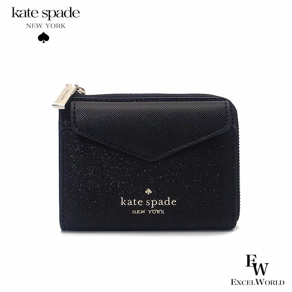 ケイト・スペード ニューヨーク 定期入れ（レディース） ケイトスペード 財布 kate spade アウトレット カードケース コインケース 小銭入れ パスケース K8715 001 キラキラ グリッター ブラック あす楽 エクセルワールド ギフト プレゼントにも レディース ブランド ウォレット