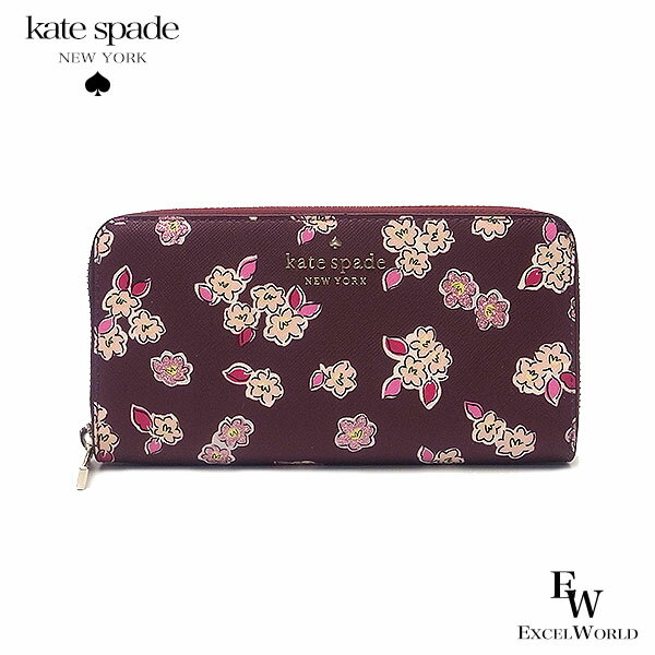 ケイト・スペード ニューヨーク 長財布 レディース ケイトスペード 財布 kate spade アウトレット 長財布 k9298 600 花柄 ワインマルチ あす楽 エクセルワールド ギフト プレゼントにも レディース ブランド ウォレット