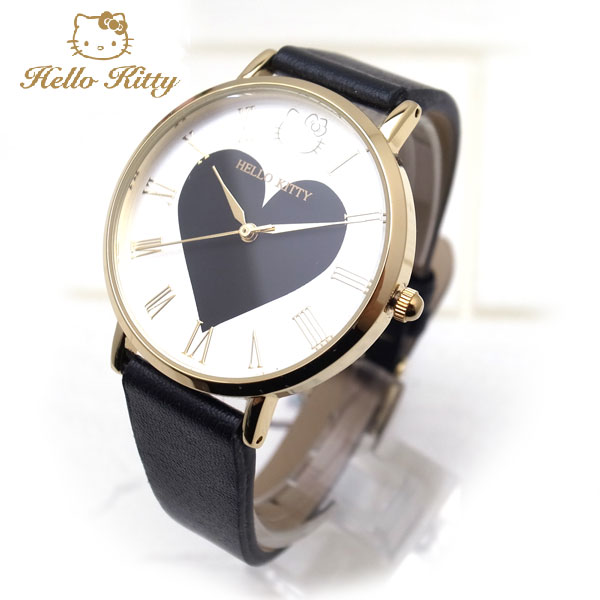 ハローキティー 時計 レディース ブラック ハート キティーの腕時計 KT001-3 子供から大人まで対応 エクセルワールド ギフト プレゼントにも TP10