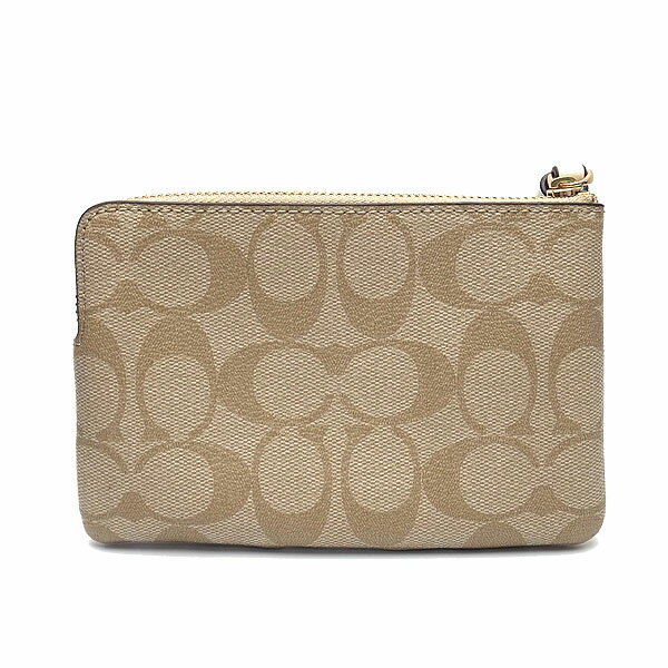 コーチ COACH ポーチ アウトレット 化粧ポーチ リストレット 58035 IMDQC シグネチャー ライトカーキ×ホワイト あす楽 エクセルワールド ブランド プレゼントにも