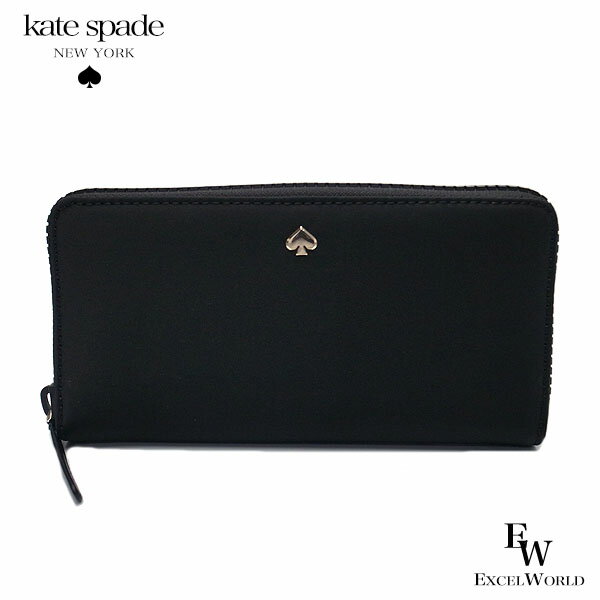 ケイト・スペード ニューヨーク 長財布 レディース ケイトスペード 財布 アウトレット 長財布 WLRU5931 001 kate spade ラウンドジップ ナイロン ブラック あす楽 エクセルワールド ギフト プレゼントにも ブランド ウォレット