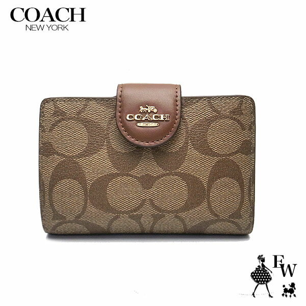 コーチ 財布 COACH アウトレット 二つ折り財布 C0082 IME74 コーナージップ ミニ財布 カーキ×サドル2 あす楽 エクセルワールド ギフト プレゼントにも レディース ブランド ウォレット 財布のサムネイル