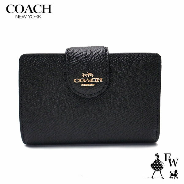 コーチ 財布 アウトレット COACH 二つ折り財布 L字ファスナー F6390 6390 IMBLK ブラック あす楽 エクセルワールド ギフト プレゼント..