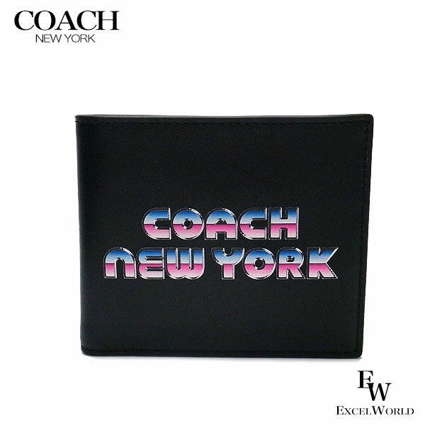 コーチ 財布 COACH アウトレット メンズ 二つ折り財布 ダブルビルフォールド C3412 QBBK ニューヨーク ブラック あす楽 エクセルワールド 誕生日 ギフト プレゼントにも ブランド かっこいいウォレット