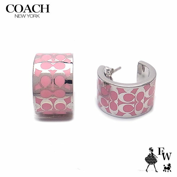 コーチ ピアス COACH アウトレット ハーフ フープ C7770 NJ5 シグネチャー ピンク×シルバー あす楽 エクセルワールド レディース ブランド プレゼントにものサムネイル