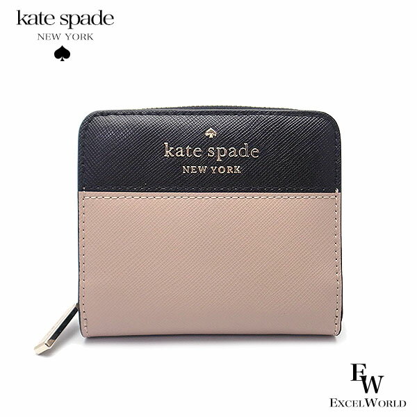 ケイトスペード 財布 kate spade アウトレット 二つ折り財布 WLR00636 129 ブラック×ベージュ あす楽 エクセルワールド 誕生日 ギフト プレゼントにも レディース ブランド おしゃれ 財布