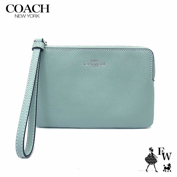 コーチアウトレット スーパーセール特別価格 コーチ ポーチ アウトレット リストレット 58032 SVCE4 COACH ラグジュアリー クロスグレイン レザー ライトティール あす楽 エクセル ブランド プレゼントにも SS