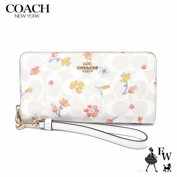 コーチ 財布 COACH アウトレット 長財布 C8695 IMCAH シグネチャー 花柄 ホワイトマルチ あす楽 エクセルワールド 誕生日 ギフト プレゼントにも レディース ブランド ウォレット 財布