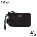 コーチアウトレット COACH コーチ アウトレット ポーチ コーナージップ リストレット ダブルジップ 87591 IMAA8 シグネチャー ブラウン×ブラック あす楽 エクセルワールド ギフト プレゼントにも レディース ブランド SS