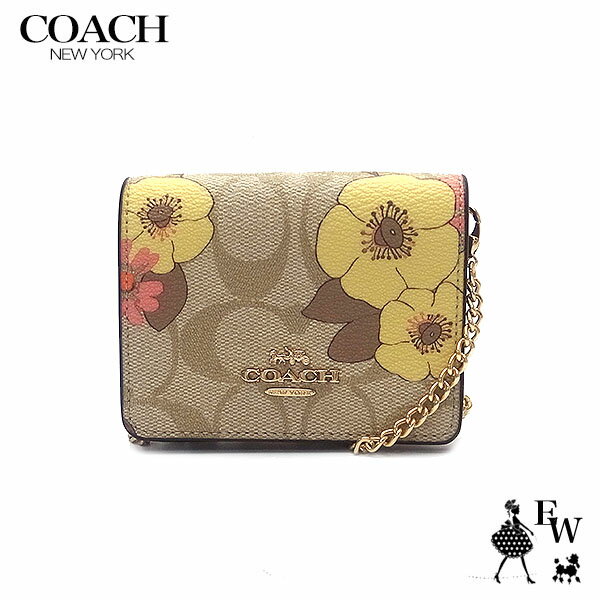 コーチ カードケース COACH アウトレット ミニ財布 CH714 IMOT4 フラワー柄 カーキマルチ あす楽 エクセルワールド ギフト プレゼントにも レディース ブランド カードケース