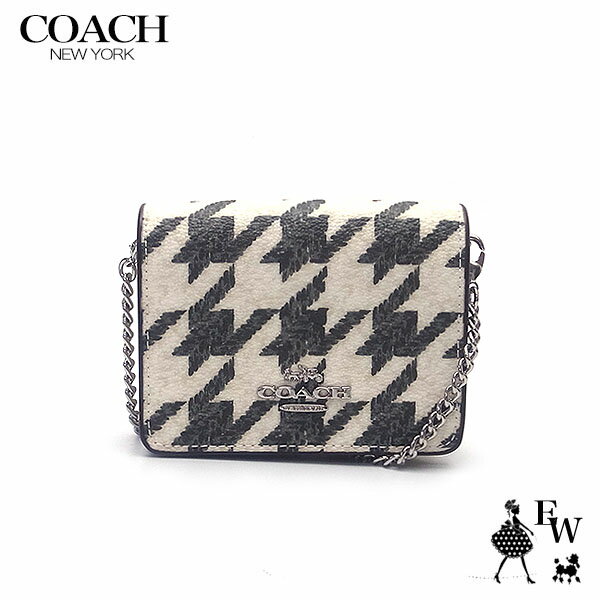 コーチ ミニ財布 レディース コーチ 財布 COACH アウトレット ミニ財布 CJ679 SVVRW チェーン付きミニウォレット 千鳥柄 ブラックマルチ あす楽 エクセルワールド メンズ ショルダーバック バッグ バック 斜め掛け ブランド プレゼントにも