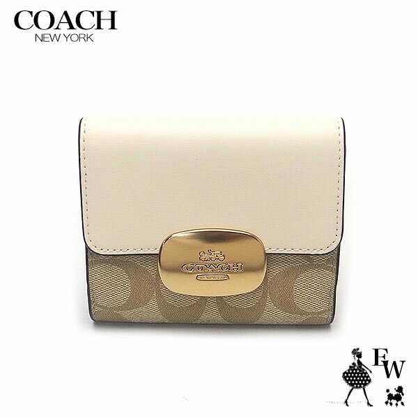 コーチ ミニ財布 レディース コーチ 財布 アウトレット COACH 二つ折り財布 人気のミニ財布 CP255 IMDQC ライトカーキ×チョーク エクセルワールド 誕生日 ギフト プレゼントにも レディース ブランド