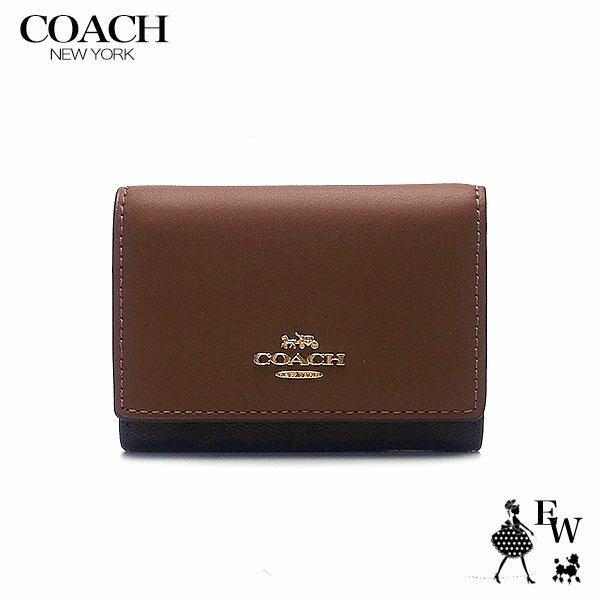 コーチ 財布 COACH アウトレット 三つ折り財布 人気の小さめ ミニ財布 CM761 IMW6S ブラウン×レッドウッド あす楽 エクセルワールド ギフト プレゼントにも レディース ブランド ウォレット