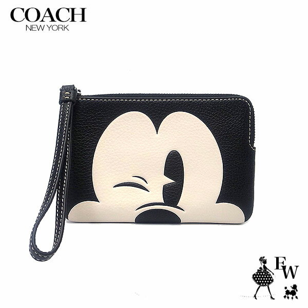 ディズニー COACH コーチ アウトレット ポーチ コーナージップ リストレット CN041 QBM2 ディズニーコラボ ミッキー ブラックマルチ あす楽 エクセルワールド ギフト プレゼントにも レディース ブランド