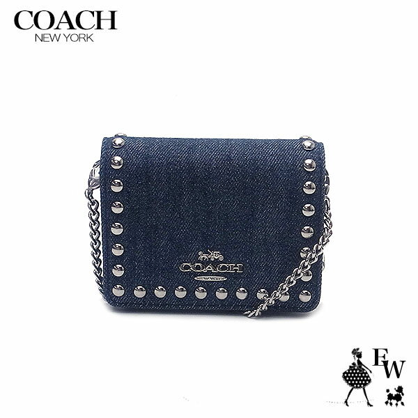 コーチ ミニ財布 レディース コーチ 財布 COACH アウトレット チェーンストラップ付き 人気の小さめ斜めがけミニ財布 CN356 SVDE デニム あす楽 エクセルワールド ギフト プレゼントにも レディース ブランド ウォレット