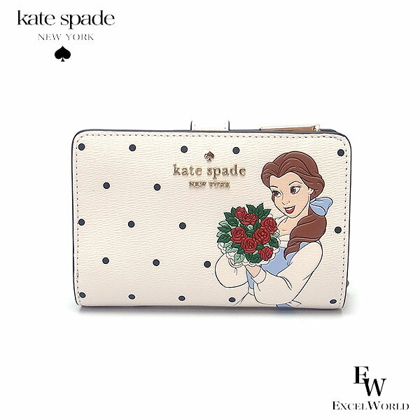 ケイト・スペード ニューヨーク 二つ折り財布 レディース ケイトスペード 財布 KATESPADE アウトレット 二つ折り財布 L字ジップ KE819 250 美女と野獣 ベル PVC ホワイトマルチ あす楽 エクセルワールド レディース ブランド プレゼントにも