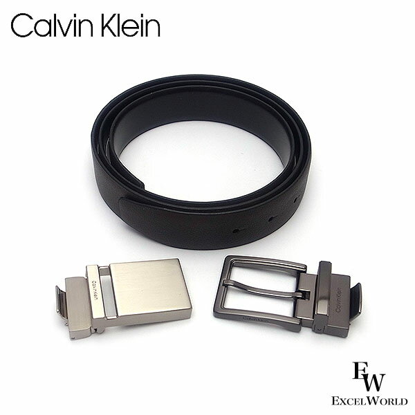 カルバンクライン ベルト（メンズ） カルバンクライン ベルト Calvin Klein メンズ バックル2個セット 便利なリバーシブル 11ck010009 ブラック×ダークブラウン あす楽 エクセルワールド 誕生日 ギフト プレゼントにも