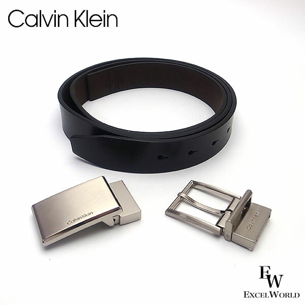 カルバンクライン ベルト（メンズ） カルバンクライン ベルト Calvin Klein メンズ バックル2個セット 便利なリバーシブル 11CK020026 ブラック×ダークブラウン あす楽 エクセルワールド 誕生日 ギフト プレゼントにも