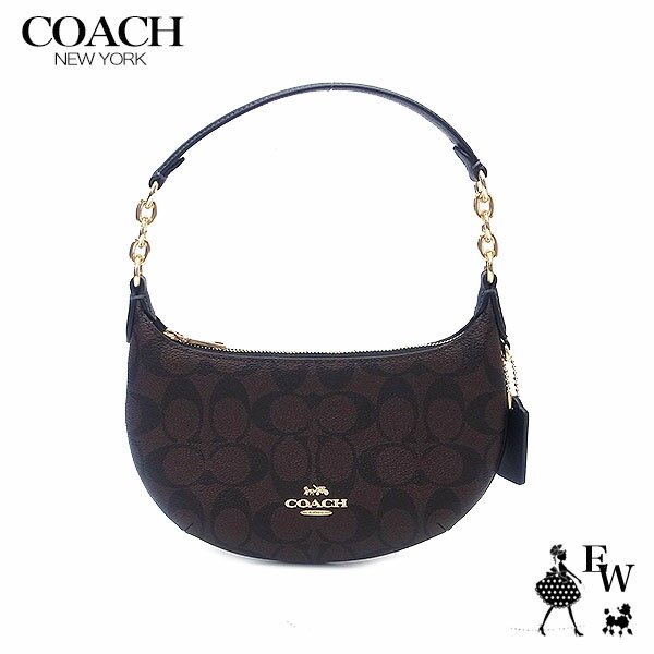 コーチ バッグ ポーチ COACH アウトレット ショルダーバッグ 人気の小さめバッグ CU273 IMAA8 シグネチャ ブラウン×ブラック あす楽 エクセルワールド 誕生日 ギフト プレゼントにも レディース ブランド ウォレット