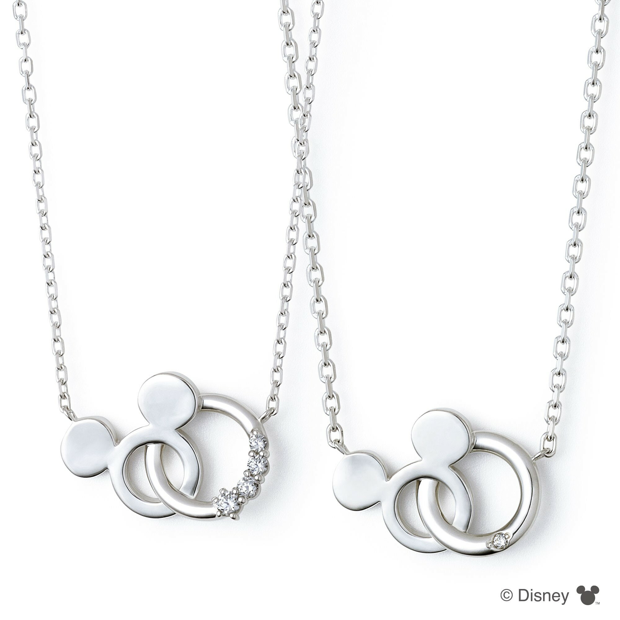 ディズニー ネックレス ミッキーマウス シルバー ペア ネックレス DI-SN1411CZ-1412CZ シンプル TP20