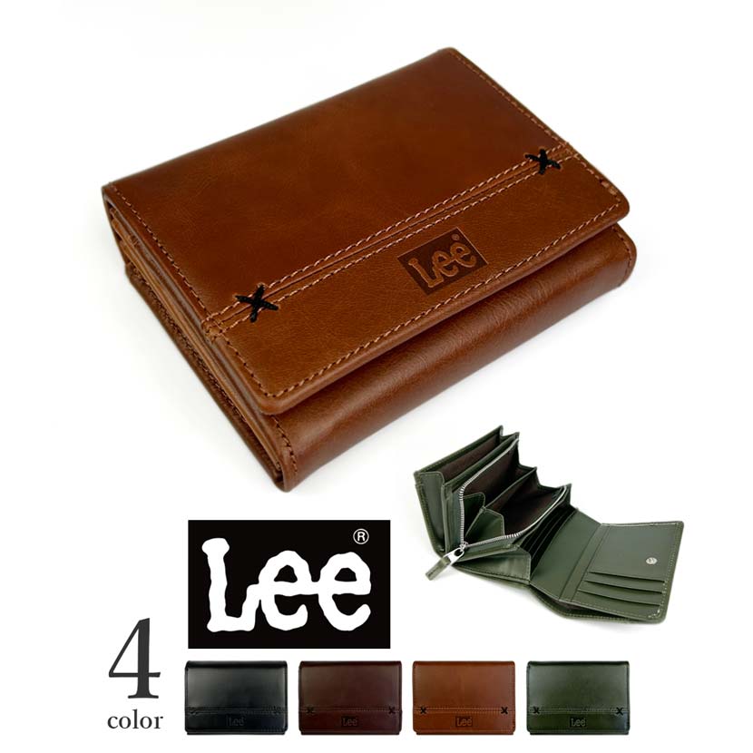 全4色 Lee リー クロスステッチデザイン 二つ折り 財布 ウォレット リアルレザー エクセルワールド 誕生日 メンズ ギフト プレゼントにも ウォレット 財布 TP5 父の日ギフトに