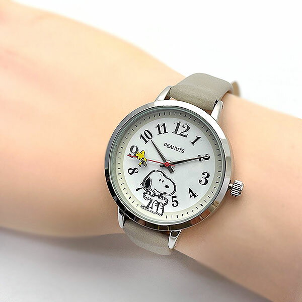 スヌーピー 時計 レディース グレー MOOMIN PNT051-2 ウッドストックがくるくる飛び回るフライングウォッチG 腕時計 エクセルワールド プレゼントに かわいい時計