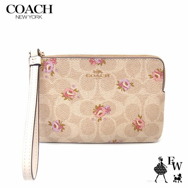 さあ運試し 最大100%還元 11/30まで コーチ ポーチ COACH アウトレット リストレット 小物入れ CAR20 IMSAS シグネチャー フラワープリント サンドマルチ エクセルワールド レディース ブランド