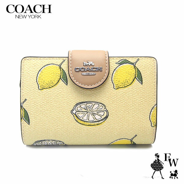 コーチ 財布 CAP02 SVXUC COACH アウトレット 二つ折り財布 Lジップ レモンプリント ガーデングレイドマルチ エクセルワールド 誕生日 ギフト プレゼントにも レディース ブランド ウォレット