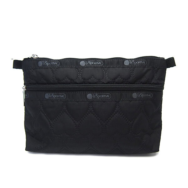 レスポートサック ポーチ 7105 HC142 LeSportsac ラージ化粧ポーチ ハート キルティング調 ブラック レディース ブランド エクセルワールド 誕生日 ギフト プレゼントにも かわいい