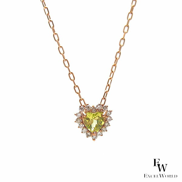 Peridot - K10 PG ネックレス ペリドット ダイヤモンド 0.08ct 1269725 エクセルワールド ギフト プレゼントにも おしゃれ アクセサリー