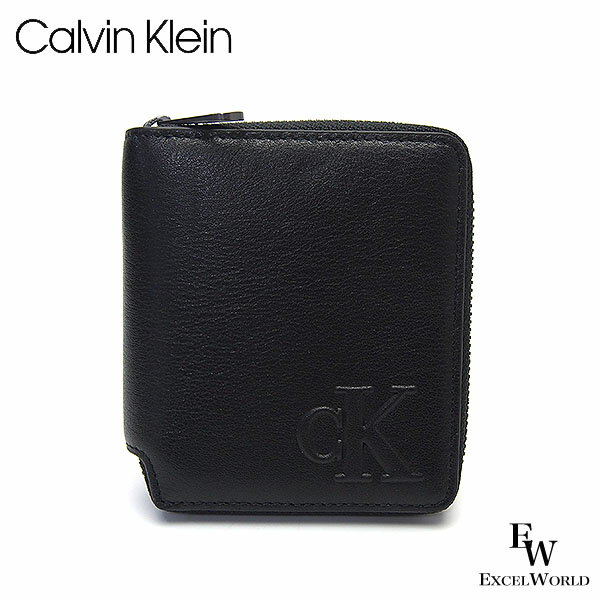 Rakuten - カルバンクライン 財布 4D1077G 001 Calvin Klein 二つ折り財布　CK レザー ブラック エクセルワールド 誕生日 ギフト プレゼントにも メンズ ブランド ウォレット おしゃれ かっこいい財布