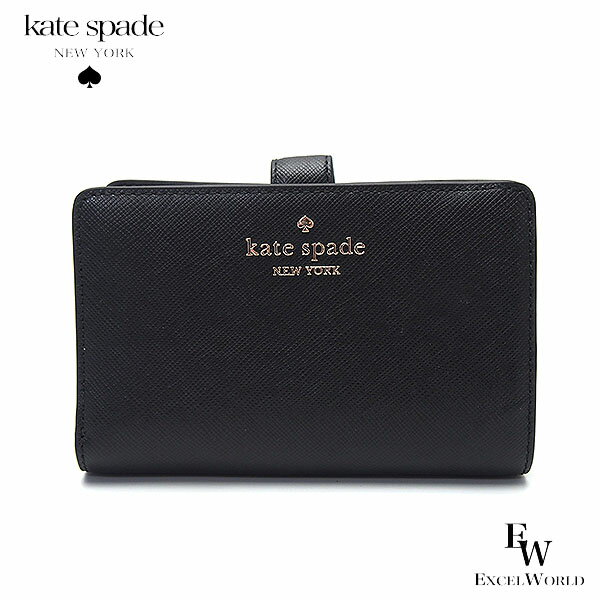 Rakuten - ケイトスペード 財布 アウトレット 二つ折り財布 KN752 001 kate spade 人気のコンパクトな財布 サフィアーノレザー ブラック エクセルワールド 誕生日 ギフト プレゼントにも レディース ブランド ウォレット