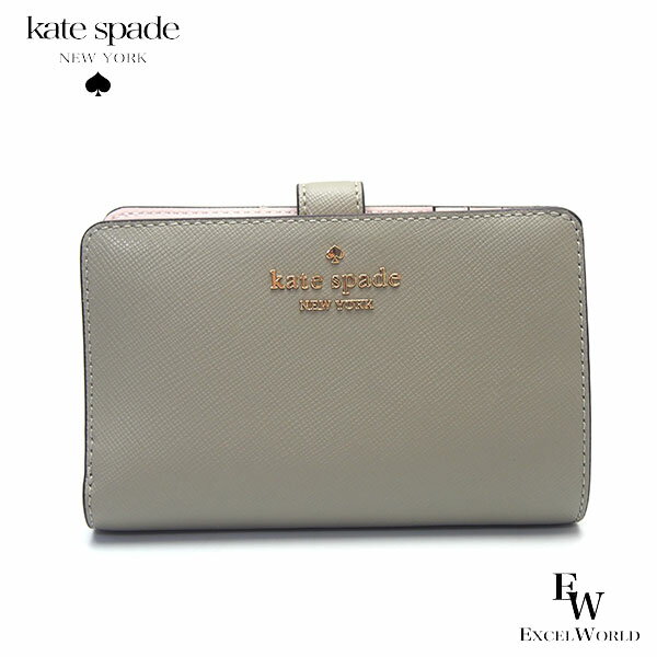 乐天商城 - ケイトスペード 財布 アウトレット 二つ折り財布 KN752 020 kate spade 人気のコンパクトな財布 サフィアーノレザー オイスターシェル エクセルワールド 誕生日 ギフト プレゼントにも レディース ブランド ウォレット