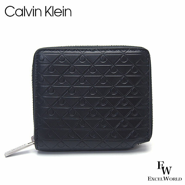 CALVIN KLEIN - カルバンクライン 財布 4D1088G 001 Calvin Klein アウトレット 二つ折り財布 CKロゴ エンボス RFIDスキミング防止 ブラック メンズ レディース エクセルワールド 誕生日 ギフト プレゼントにも ブランド ウォレット おしゃれ かっこいい財布