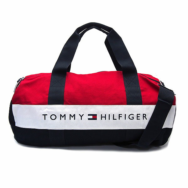 トミーヒルフィガー バッグ 69J9846 460 TOMMY HILFIGER コーポレート ロゴ ダッフルバッグ エクリュ ボストンバッグ ネイビー×レッド メンズ レディース エクセルワールド 誕生日 ギフト プレゼントにも