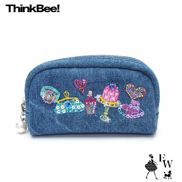 乐天商城 - シンクビー ポーチ Think Bee スウィートジーンズ ポーチ ラウンド型 A004917 エクセルワールド 誕生日 ギフト プレゼントにも ブランド バッグ TP2