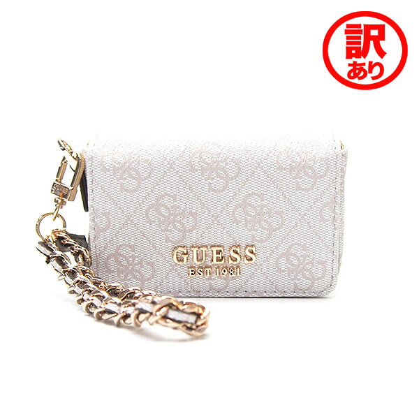 Imperfect GUESS Laurel Micro Mini Wallet (White) - With Chain, Monogram Embossed