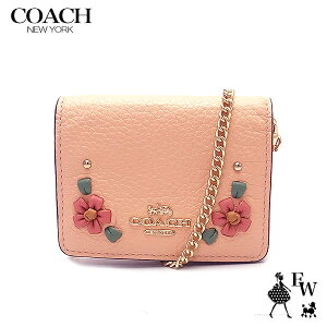 コーチ 財布 COACH アウトレット ミニ財布 チェーンストラップ付き CA024 IMSMX フローラルステッチ ピンク あす楽 エクセルワールド レディース ブランド プレゼントにも