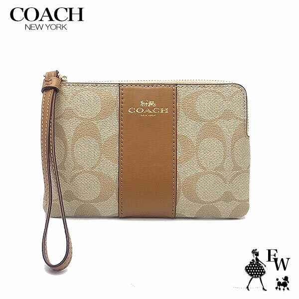 コーチ ポーチ コーチ ポーチ アウトレット リストレット 小物入れ F58035 58035 IMNLJ COACH シグネチャー ベージュ×ブラウン あす楽 エクセルワールド ギフト プレゼントにも レディース ブランド