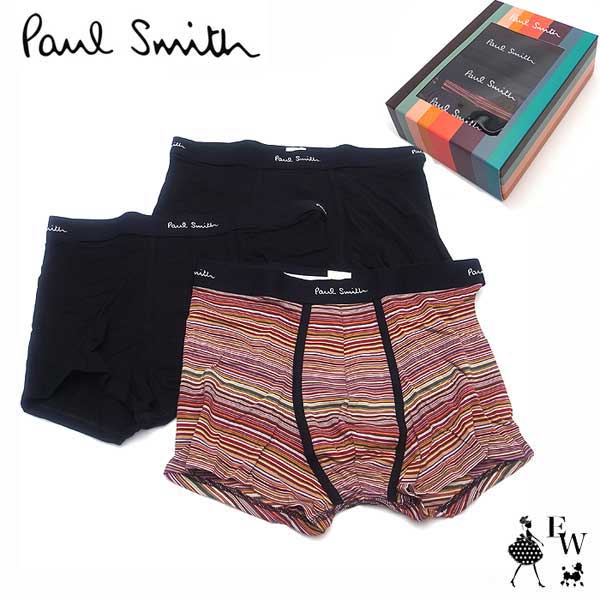 ポールスミス パンツ Paul Smith ボクサーパンツ MEN TRUNK 3PACK M1A-914C-A3PCKJ メンズ Sサイズ ブラック×レッドボーダー あす楽 エクセルワールド ギフト プレゼントにも ブランド おしゃれ かっこいい 父の日ギフトに