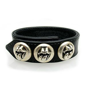 CHROME HEARTS クロムハーツ ブレスレット ブレスレット 3ボタン 2スナップ ローリングストーンズ リップ&タン レザーブレス ブラック 【送料無料/一部離島を除く】 エクセルワールド ブランド プレゼントにも おしゃれ アクセサリー SS201912