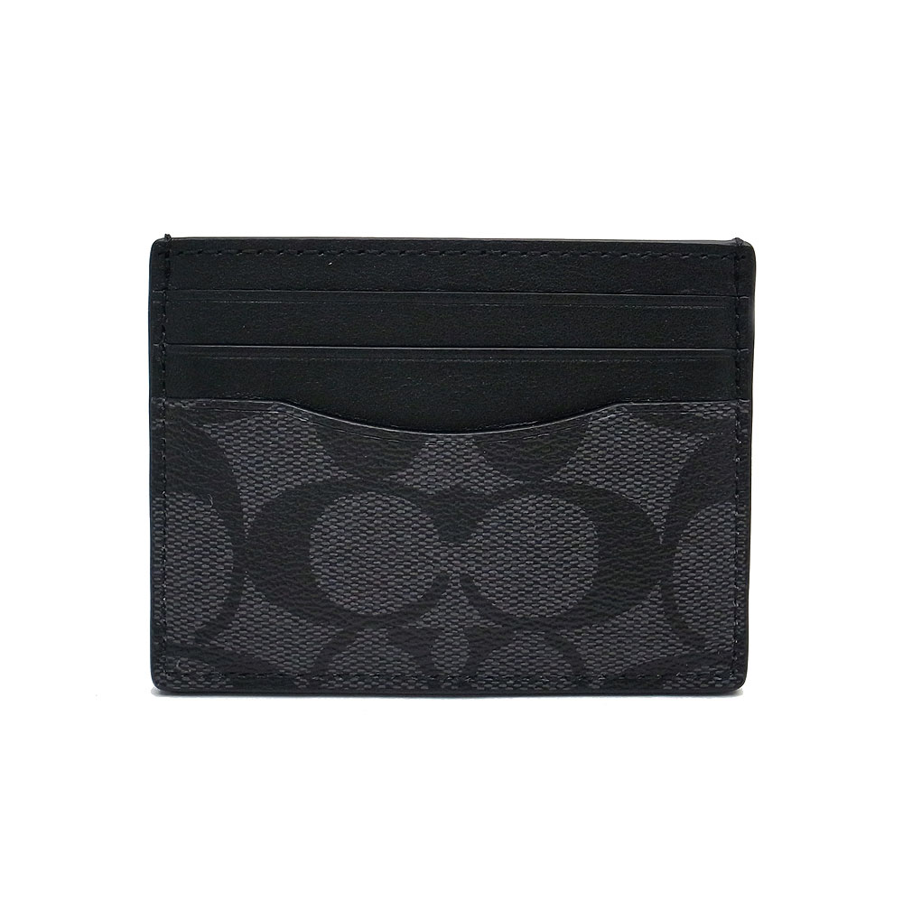コーチ カードケース アウトレット メンズ パスケース 定期入れ 名刺入れ F58110 CQBK COACH チャコール×ブラック あす楽 エクセルワールド ブランド プレゼントにも