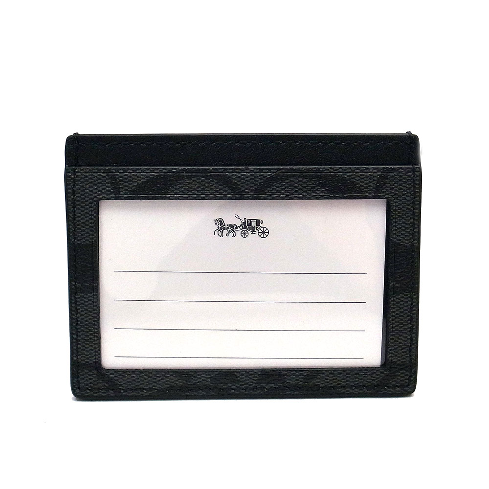 コーチ カードケース アウトレット メンズ パスケース 定期入れ 名刺入れ F58110 CQBK COACH チャコール×ブラック あす楽 エクセルワールド ブランド プレゼントにも