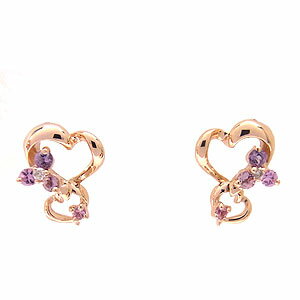 K10 PG Romantic Princess ピアス ピンクトルマリン ピンクサファイヤ マルチカラーストーン ダイヤモ..