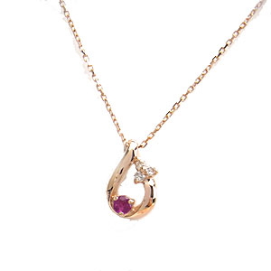 K10 PG Simple Love ネックレス ダイヤモンド 0.01ct ルビー LX00156 エクセルワールド ギフト プレゼ..