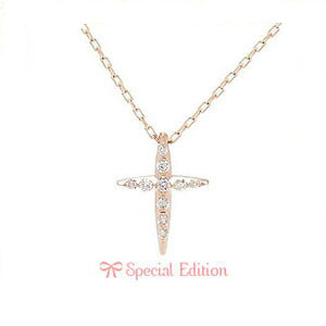 Rakuten - K10 PG ネックレス ダイヤモンド 10石 0.08ct A’la Carte クロス 1301224 エクセルワールド ギフト プレゼントにも おしゃれ アクセサリー