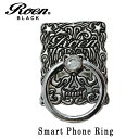 スマホリング メンズ アクセサリー Roen Blackロエン ブラック 四角 スマホ スタンド バンカー ホールド リング タブレット アイフォン ギャラクシ...