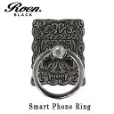 スマホリング メンズ アクセサリー Roen Blackロエン ブラック 四角 スマホ スタンド バンカー ホールド リング タブレット アイフォン ギャラクシ...